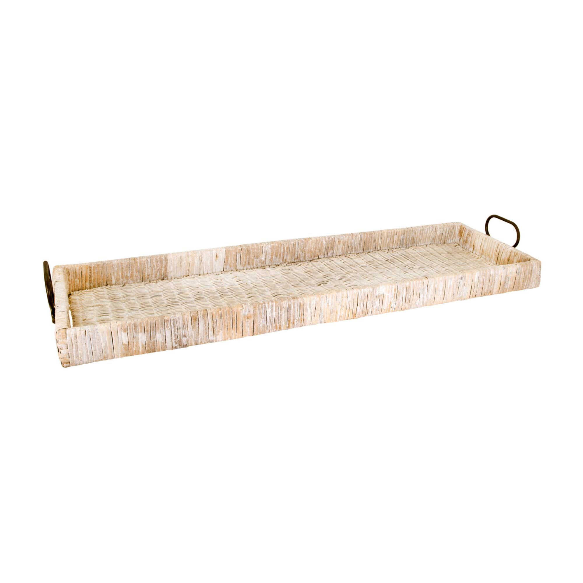 Hello Honey® 3ft. Decorative Rattan Tray with Metal Handles